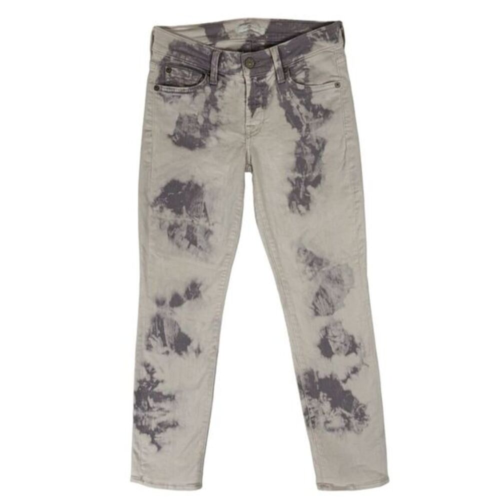 7 For All Mankind Purple Tie Dye Jeans Size 24 Slim Straight Cropped Low Rise